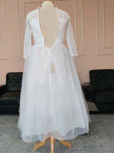 Elegant White Lace &amp; Tulle Dress