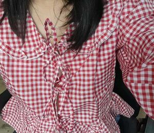 Red Gingham Tie-Front Top