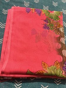 Pink Floral Polka Dot Saree