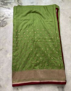 Elegant Olive  Green Embroidery Saree