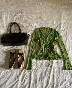 H&M Green Textured Knit Top