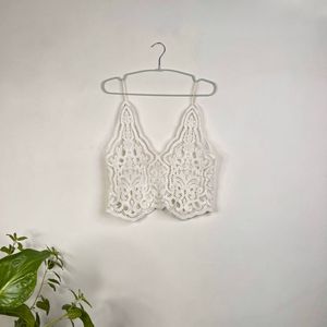 White Lace Crop Top