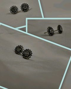 ✨ Oxidised Floral Studs &amp; Statement Dangle Hoops C