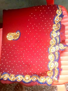 Elegant Red Embellished Saree