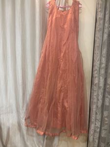 Peach Elegant Flowy Gown With Padding