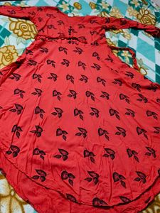 Red Leaf Print Dress