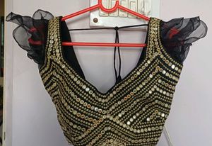 Original Mirror Work Black Party Blouse
