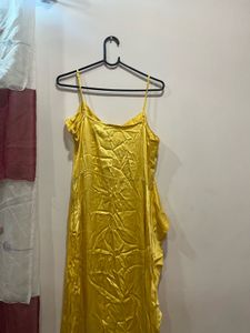 Yellow Ruffle Slip Dress