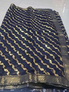Elegant Navy &amp; Gold Saree