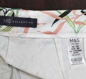 M&amp;S Floral Printed White Pant For Women
