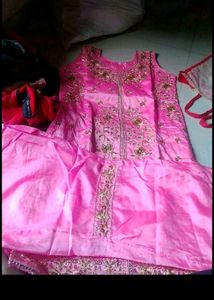 Only Pink Colour Available Kurti Set