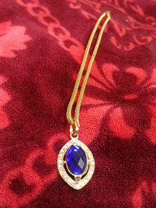 Gold Tone Blue Stone Pendant