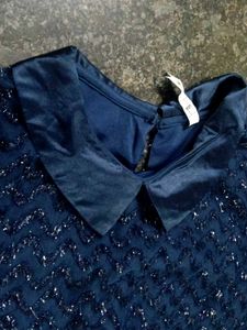 Navy Blue Embellished Top