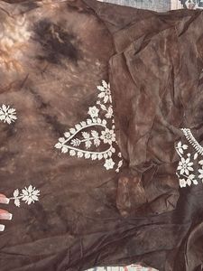 Brown Embroidered Tunic Top