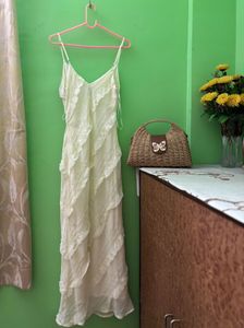 White Ruffle Maxi Dress