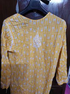 Yellow Chikankari Kurti