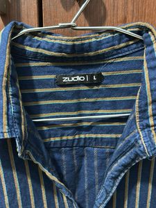 Zudio Men’s Blue &amp; White Striped Shirt - Size L Lo