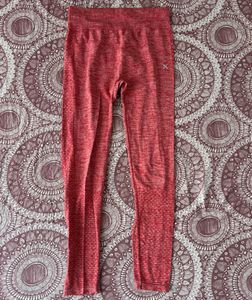 Red Melange Effect Rapid-Dry Seamless Yoga Tights