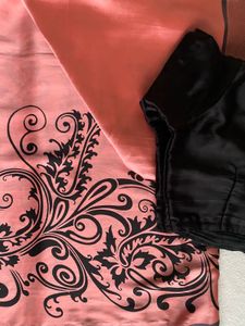 Elegant Peach Saree with Black Blouse