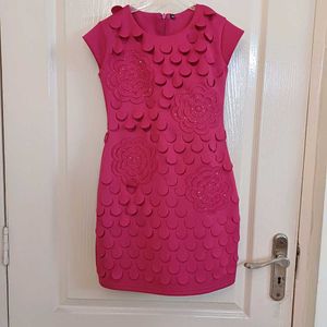 Pink Cut work Flower Dress - western formal style