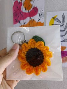 Crochet Sunflower Keychain 🌻