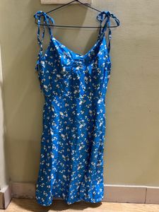 floral printed blue summer dress