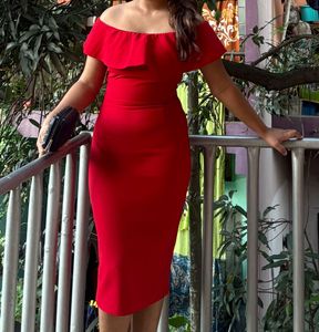 Zara Red Off Shoulder Bodycon