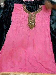 Pink Embellished Kurta