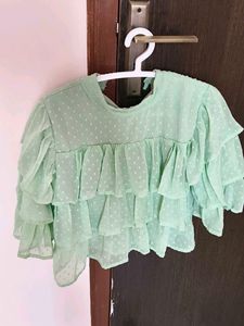 Mint Ruffle Top