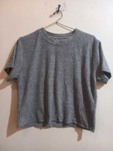 Gray Ribbed Crop Top