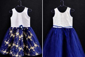 Floral Navy Blue Party Dress