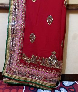 Sale- Red Heavy Saree with green blouse