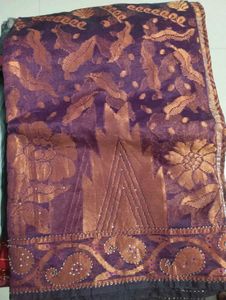 Elegant Purple & Gold Sari