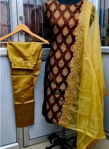 Elegant Brown & Gold Salwar Suit