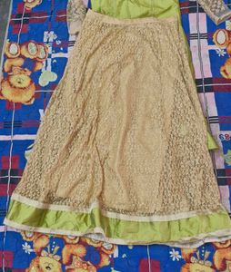 Chic Lime Green Ethnic  masthani with net skirt