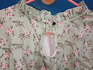 Floral Print Top with Ruffled Details