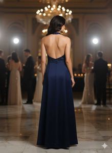 Elegant Navy Blue Evening Gown