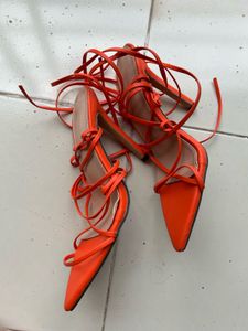 Tie Up Orange Heels
