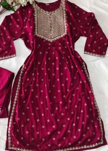 Festive Maroon Kurta Dupatta Set