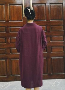 Burgundy Linen Midi Dress