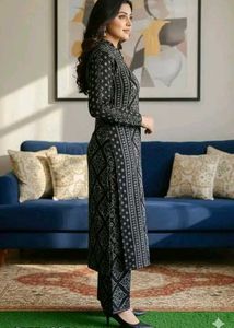 Elegant Black Printed Kurta Set