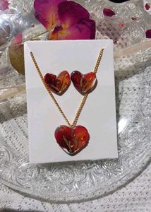 Resin Heart Jewelry Set