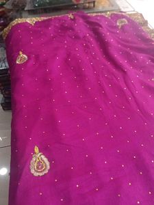 Purple &amp; Gold Embellished Saree