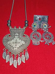 Silver Color Necklace &amp; Earring Set