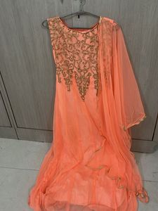 Elegant Peach Ethnic Gown