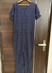 Navy Blue Printed Jumpsuit