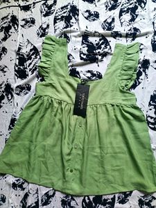 Green Ruffle Sleeve Top