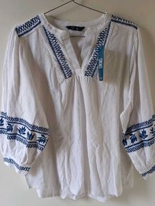 White Embroidered Top