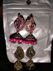 ⏩ ⏩ fast...Peacock Jhumka Earrings - pack of 4 + f