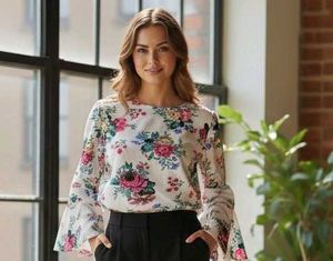 white floral print top